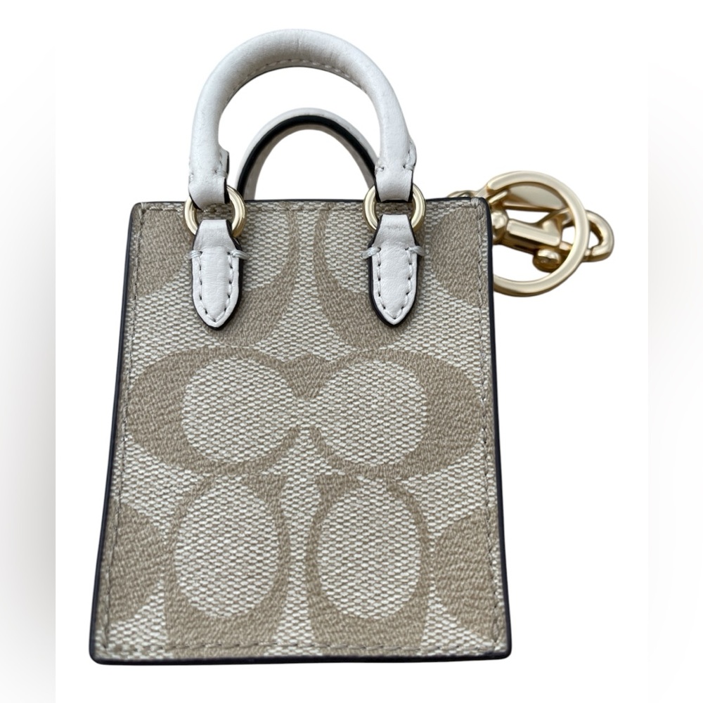 Coach Mini Tote Keychain in Tan and White NEW WITHOUT TAGS. - Picture 9 of 11
